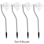 Lampa solara LED pentru Gradina, Flippy, Set 4 Bucati, Tip Diamant, Inaltime 30 x 9 cm, 2V, ABS, 600mAh, Lumina