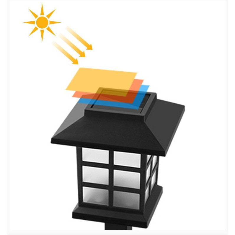 Lampa solara pentru gradina, Flippy, Set 2 Bucati, Tip Felinar la Pamant, LED Lumina Albastra, 38 x 8.6 x 8.6 cm, Negru