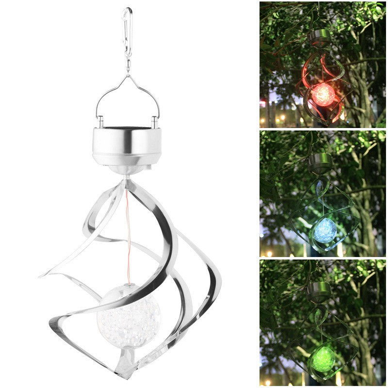 Lampa solara LED RGB spirala pentru gradina/terasa Flippy, se roteste de la vant, 35 x 5.5 cm, rezistenta la apa, 2V,