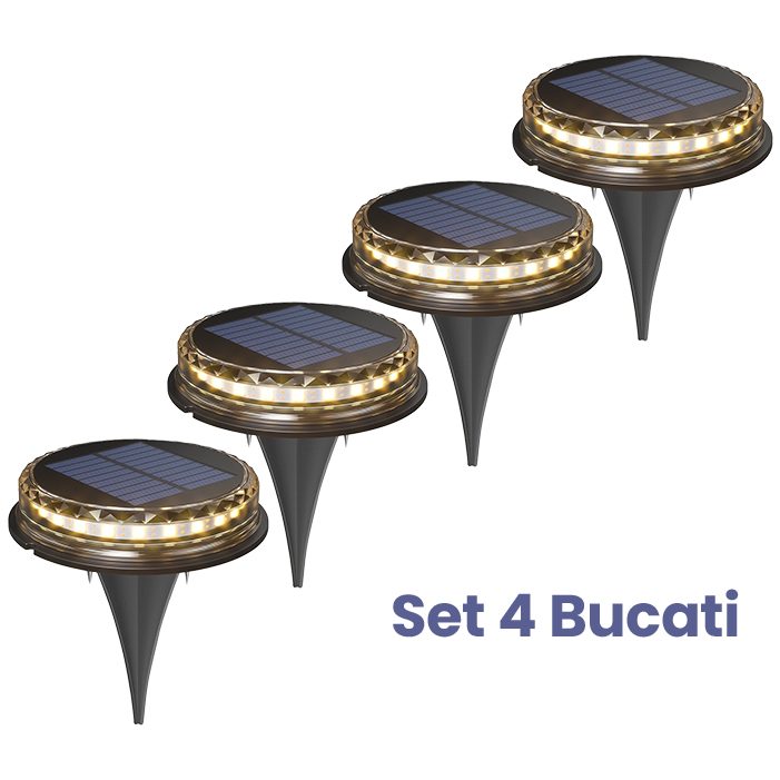 Lampa solara LED Set 4 Bucati, Flippy, Tip Spot pentru Gradina, 8 LED-uri, ABS si Policarbonat, Baterie 1.2V, 600mah,