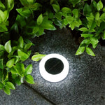 Set 4 Lampi Solare Led pentru Gradina, Flippy, Model Cerc, 10.5 x 2.4 cm, Buton On-Off, Alb Rece, Negru/Alb