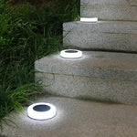 Set 4 Lampi Solare Led pentru Gradina, Flippy, Model Cerc, 10.5 x 2.4 cm, Buton On-Off, Alb Rece, Negru/Alb