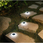 Set 4 Lampi Solare Led pentru Gradina, Flippy, Model Cerc, 10.5 x 2.4 cm, Buton On-Off, Alb Rece, Negru/Alb