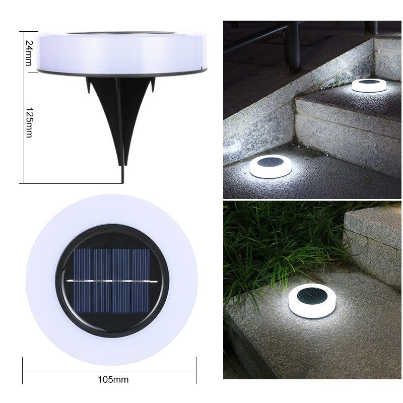 Set 4 Lampi Solare Led pentru Gradina, Flippy, Model Cerc, 10.5 x 2.4 cm, Buton On-Off, Alb Rece, Negru/Alb