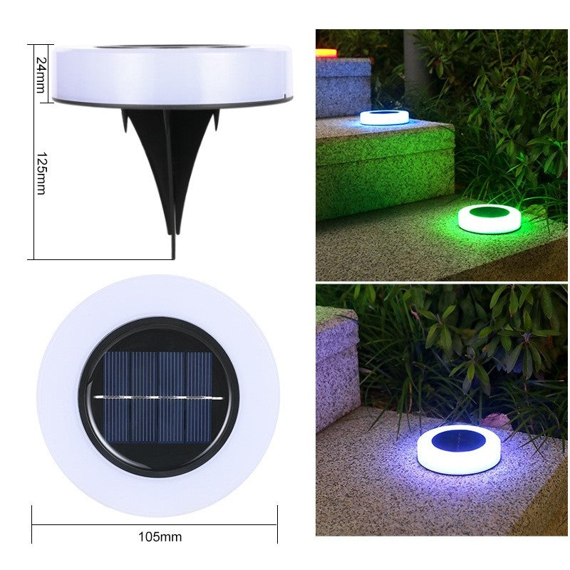 Set 4 Lampi Solare Led pentru Gradina, Flippy, Model Cerc, 10.5 x 2.4 cm, Buton On-Off, Multicolor, Negru/Alb