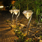 Lampa solara LED pentru Gradina, Flippy, Set 4 Bucati, Tip Diamant, Inaltime 30 x 9 cm, 2V, ABS, 600mAh, Lumina Alb
