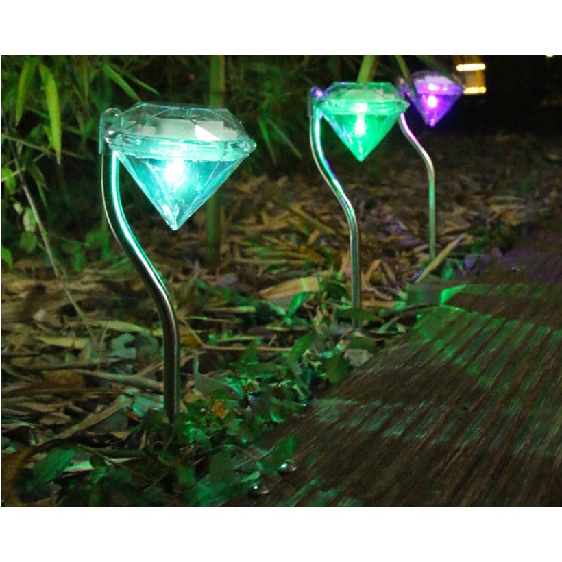 Lampa solara LED pentru Gradina, Flippy, Set 4 Bucati, Tip Diamant, Inaltime 30 x 9 cm, 2V, ABS, 600mAh, Lumina