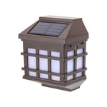 Lampa solara LED tip Felinar pentru perete, Flippy, Set 2 Bucati, 11.5 x 8.3cm, 1.2V, ABS, 400mAh, Lumina Alb Rece, Maro