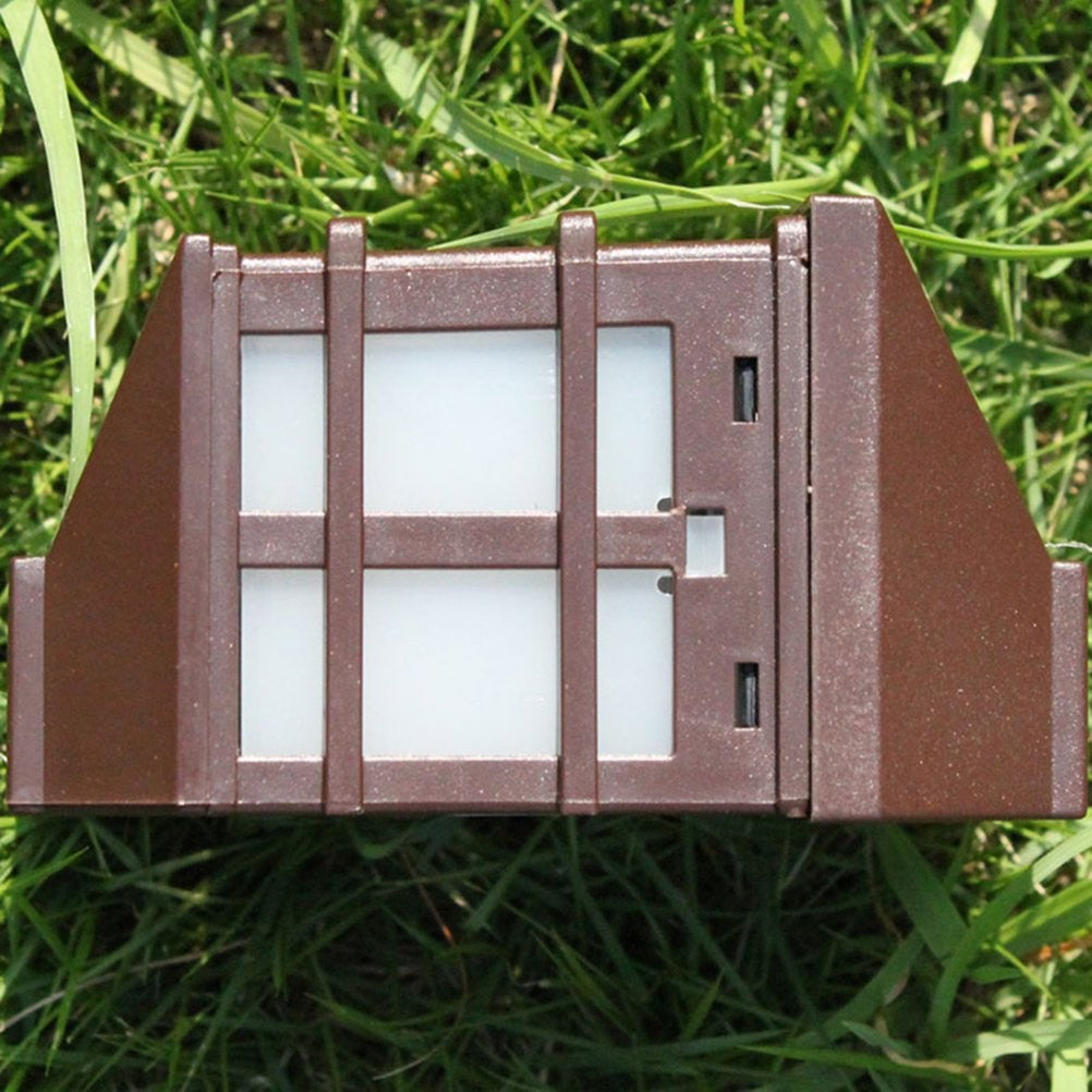Lampa solara LED tip Felinar pentru perete, Flippy, Set 2 Bucati, 11.5 x 8.3cm, 1.2V, ABS, 400mAh, Lumina Alb Cald, Maro
