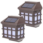 Lampa solara LED tip Felinar pentru perete, Flippy, Set 2 Bucati, 11.5 x 8.3cm, 1.2V, ABS, 400mAh, Lumina Alb Cald, Maro