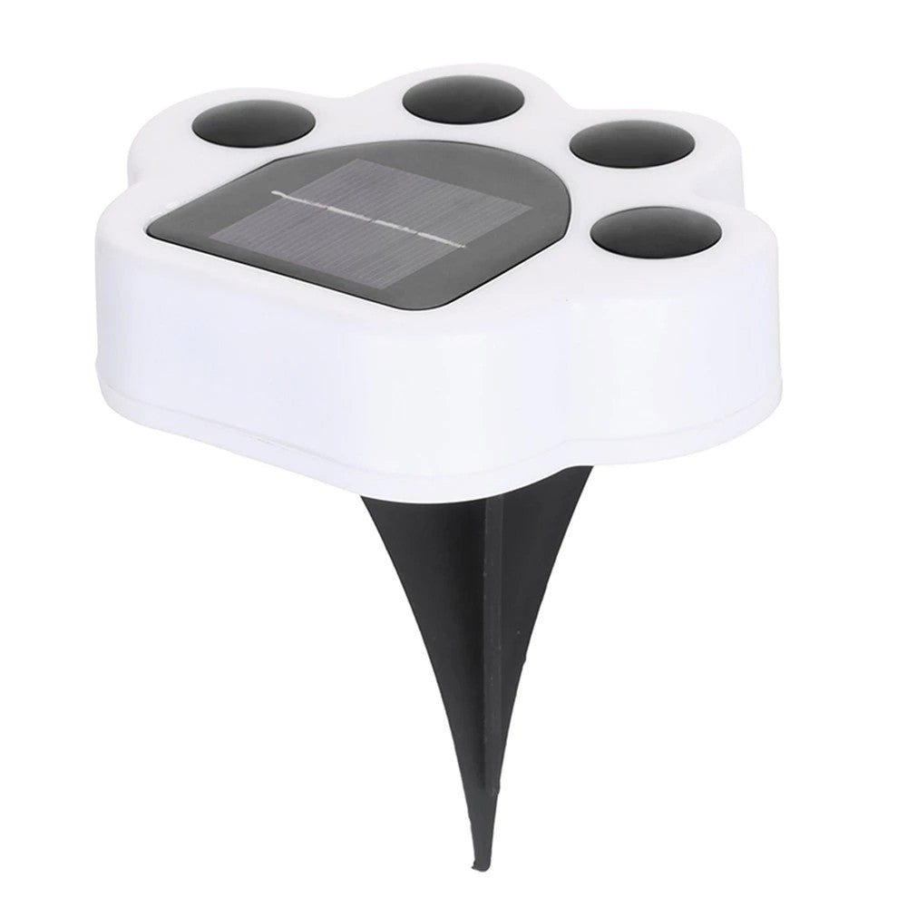 Set 4 Lampi Solare Led pentru Gradina, Flippy, Model Laba de Urs, 14 x 13 x 3 cm, Buton On-Off, Alb cald, Negru/Alb