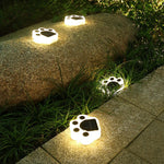 Set 4 Lampi Solare Led pentru Gradina, Flippy, Model Laba de Urs, 14 x 13 x 3 cm, Buton On-Off, Alb cald, Negru/Alb