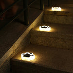 Set 4 Lampi Solare Led pentru Gradina, Flippy, Model Laba de Urs, 14 x 13 x 3 cm, Buton On-Off, Alb cald, Negru/Alb