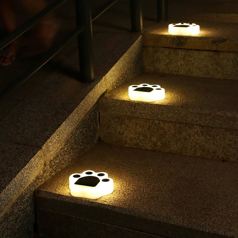 Set 4 Lampi Solare Led pentru Gradina, Flippy, Model Laba de Urs, 14 x 13 x 3 cm, Buton On-Off, Alb cald, Negru/Alb