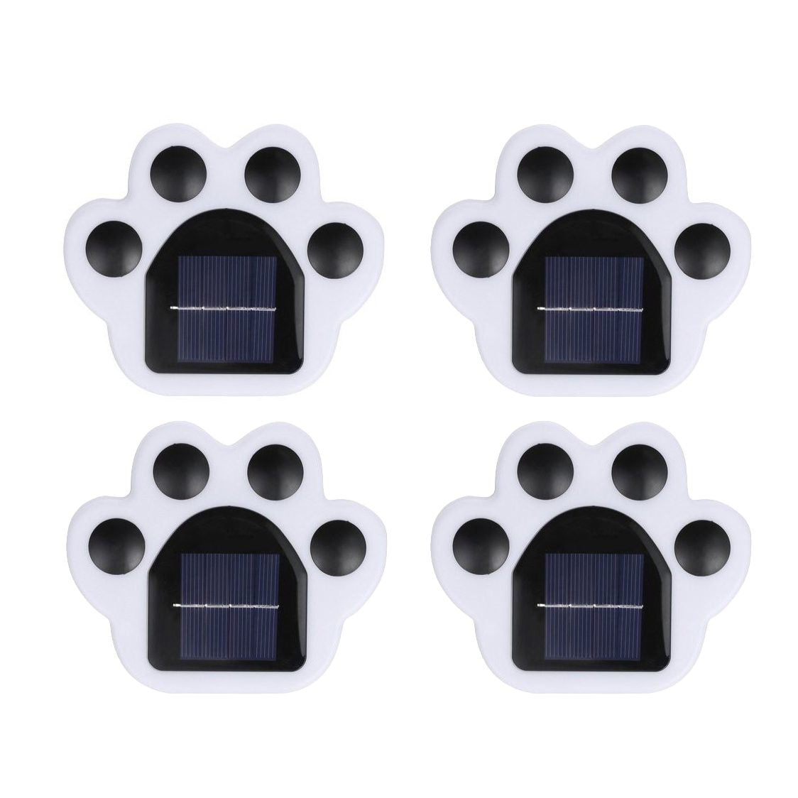Set 4 Lampi Solare Led pentru Gradina, Flippy, Model Laba de Urs, 14 x 13 x 3 cm, Buton On-Off, Alb cald, Negru/Alb