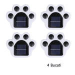 Set 4 Lampi Solare Led pentru Gradina, Flippy, Model Laba de Urs, 14 x 13 x 3 cm, Buton On-Off, Alb Rece, Negru/Alb