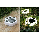 Set 4 Lampi Solare Led pentru Gradina, Flippy, Model Laba de Urs, 14 x 13 x 3 cm, Buton On-Off, Alb Rece, Negru/Alb