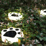 Set 4 Lampi Solare Led pentru Gradina, Flippy, Model Laba de Urs, 14 x 13 x 3 cm, Buton On-Off, Alb Rece, Negru/Alb