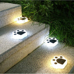 Set 4 Lampi Solare Led pentru Gradina, Flippy, Model Laba de Urs, 14 x 13 x 3 cm, Buton On-Off, Alb Rece, Negru/Alb