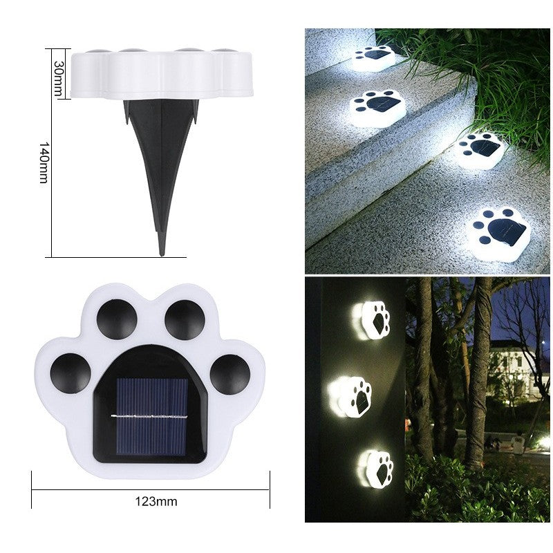 Set 4 Lampi Solare Led pentru Gradina, Flippy, Model Laba de Urs, 14 x 13 x 3 cm, Buton On-Off, Alb Rece, Negru/Alb