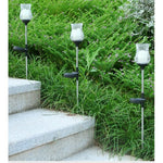 Lampa solara LED tip Lalea pentru gradina Flippy, inaltime 55 cm, material sticla si ABS, 2V, ABS, 600mAh, alb cald