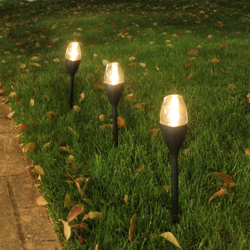Lampa solara LED pentru gradina, Flippy, Set 10 Bucati, Tip Pahar de Vin, Inaltime 37.5 cm, efect de flacara, PVC si
