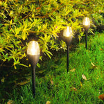 Lampa solara LED pentru gradina, Flippy, Set 10 Bucati, Tip Pahar de Vin, Inaltime 37.5 cm, efect de flacara, PVC si