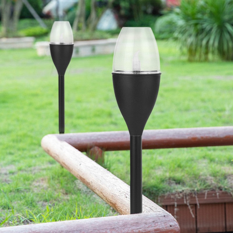 Lampa solara LED pentru gradina, Flippy, Set 10 Bucati, Tip Pahar de Vin, Inaltime 37.5 cm, efect de flacara, PVC si