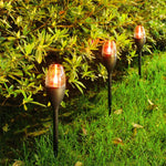 Lampa solara LED pentru gradina, Flippy, Set 10 Bucati, Tip Pahar de Vin, Inaltime 37.5 cm, efect de flacara, PVC si