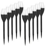 Lampa solara LED pentru gradina, Flippy, Set 10 Bucati, Tip Pahar de Vin, Inaltime 37.5 cm, efect de flacara, PVC si
