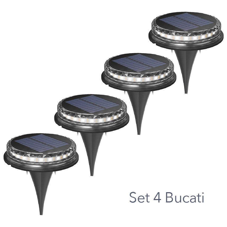 Lampa solara LED Set 4 Bucati, Flippy, Tip Spot pentru Gradina, 8 LED-uri, ABS si Policarbonat, Baterie 1.2V, 600mah,