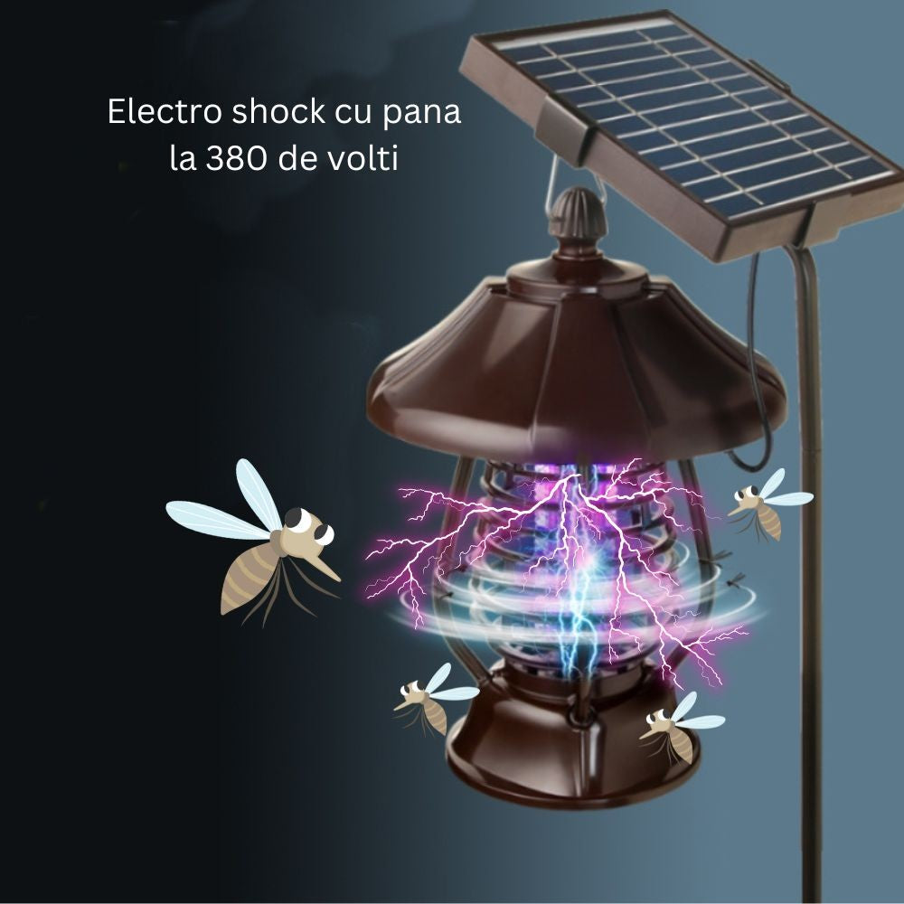 Lampa solara pentru gradina, anti-insecte, tantari, muste, UV, LED, material ABS, putere 5W, 1.2 V, autonomie 8 ore, 2
