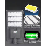 Lampa solara stradala Flippy, IP65, senzor de lumina, 510 LED-uri SMD, 5000 lm, panou 53W, putere 500W, autonomie 12-16