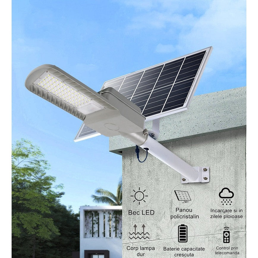 Lampa solara stradala Flippy, IP65, senzor de lumina, 60 LED-uri SMD, 2250 lm, panou 25W, putere 200W, autonomie 12-16
