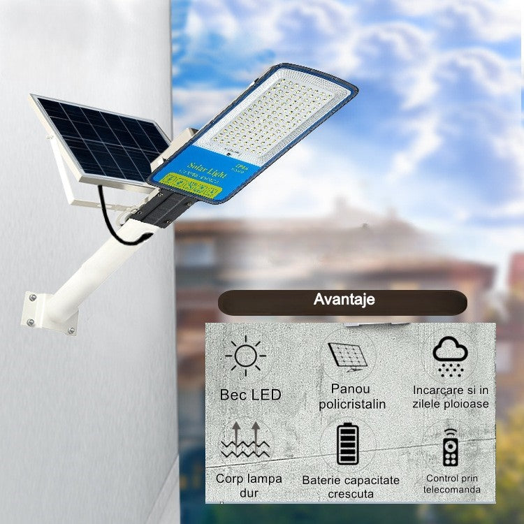 Lampa solara stradala Flippy, IP66, senzor de lumina, 240 LED-uri SMD, 3200 lm, panou 35W, putere 400W, autonomie 12-16