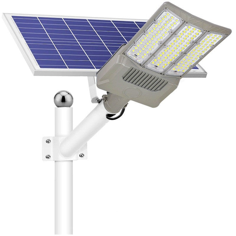 Lampa solara stradala Flippy, pentru curte sau strada, cu trei grile, finisaj mat, rezistent la apa, montare prin