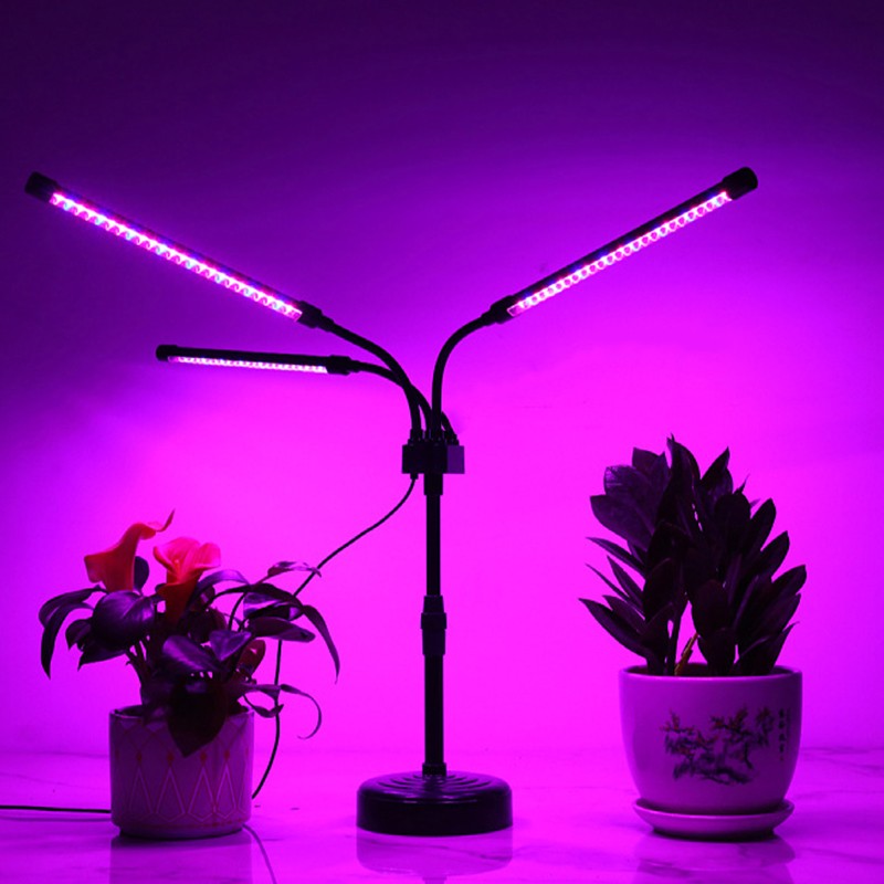 Lampa UV pentru cresterea plantelor, Flippy, Alimentare cu USB, 15W, 3 capete, 72 LED-uri, 9 nivele lumina, Timer,