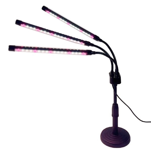 Lampa UV pentru cresterea plantelor, Flippy, conectare la retea, 15W, 3 capete, 54 LED-uri, ajustabila pana la 66.5 cm,