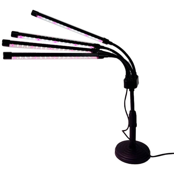 Lampa UV pentru cresterea plantelor, Flippy, conectare la retea, 20W, 4 capete, 72 LED-uri, ajustabila pana la 66.5 cm,