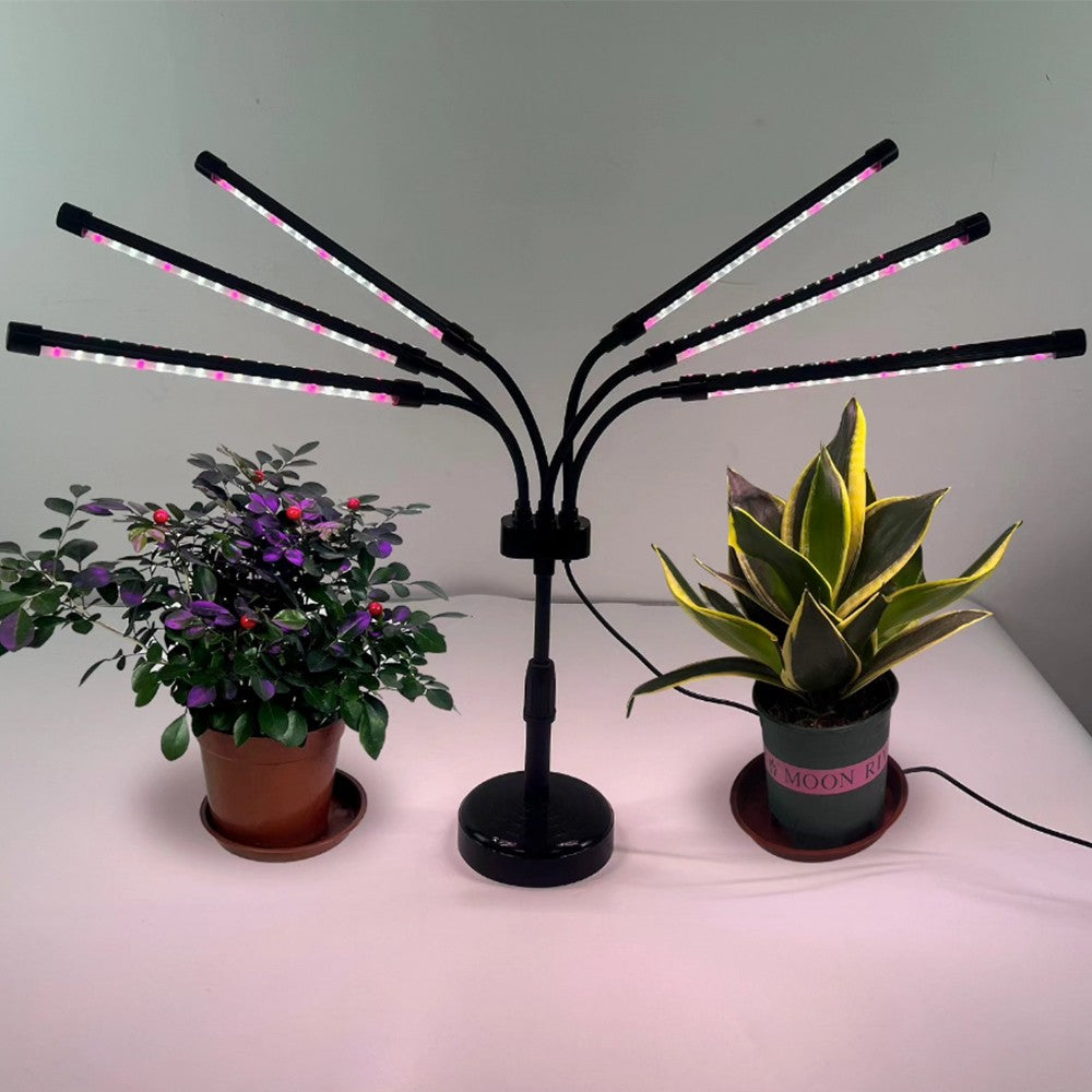 Lampa UV pentru cresterea plantelor, Flippy, conectare la retea, 30W, 6 capete, 108 LED-uri, ajustabila pana la 68.5