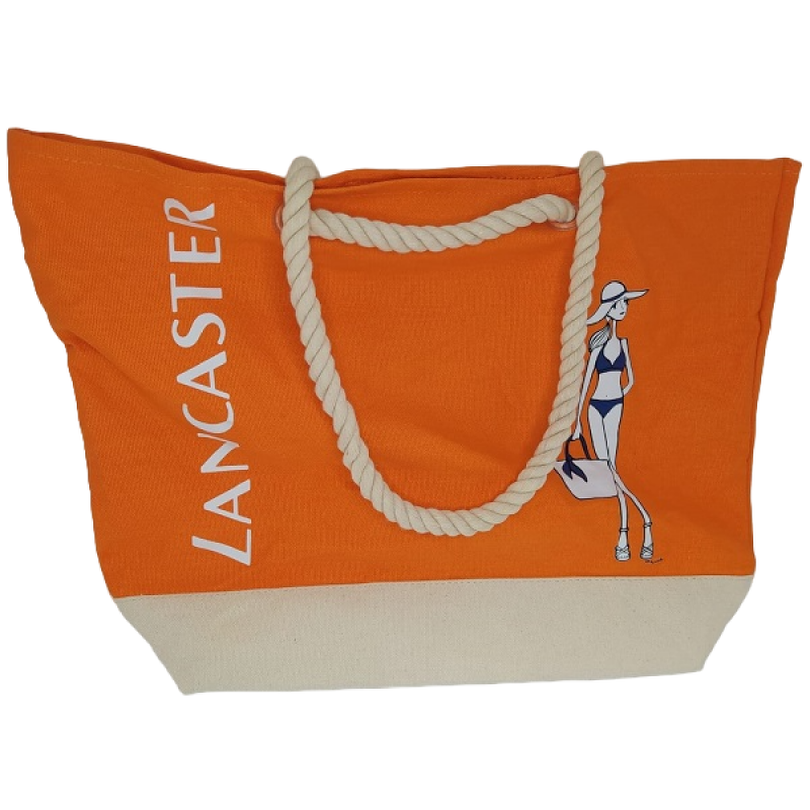 Lancaster, Lancaster, Material, Geantă de mână textilă, Plajă, Portocaliu, 44 x 26 cm - Olmarkt