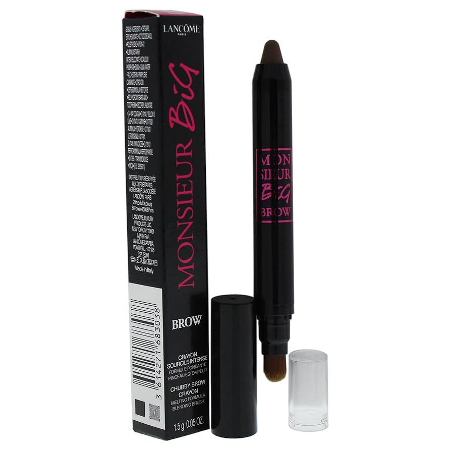 Lancome, Monsieur Big Brow, Amestecare, Creion pentru sprâncene cu cremă și perie 2-în-1, 03, Maro, 1.5 g