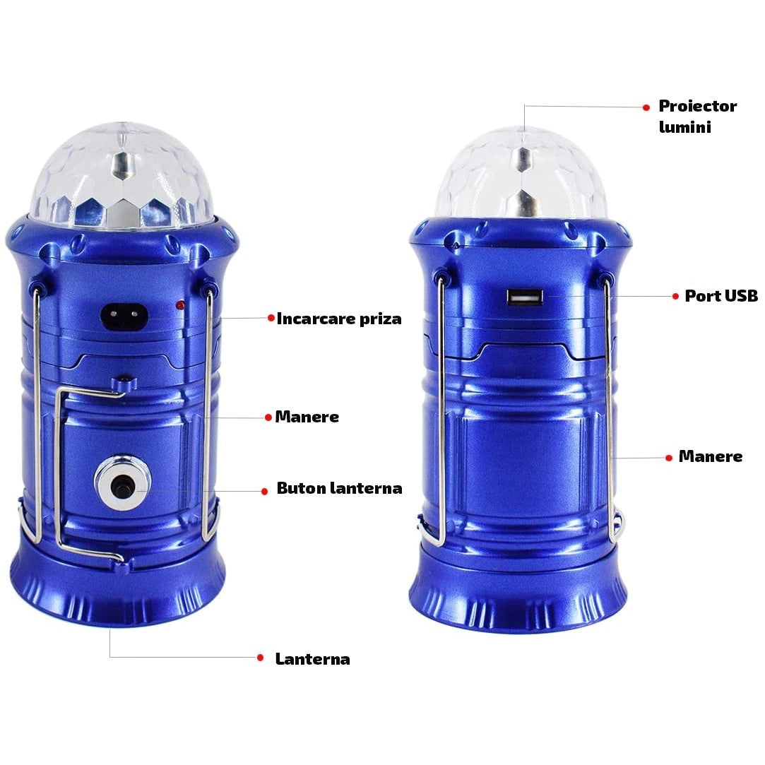 Lanternă pliabilă de camping Magic cool cu ​​lampă disc și USB Flippy, Lanterna, Felinar, Acumulator 1200 mAh,
