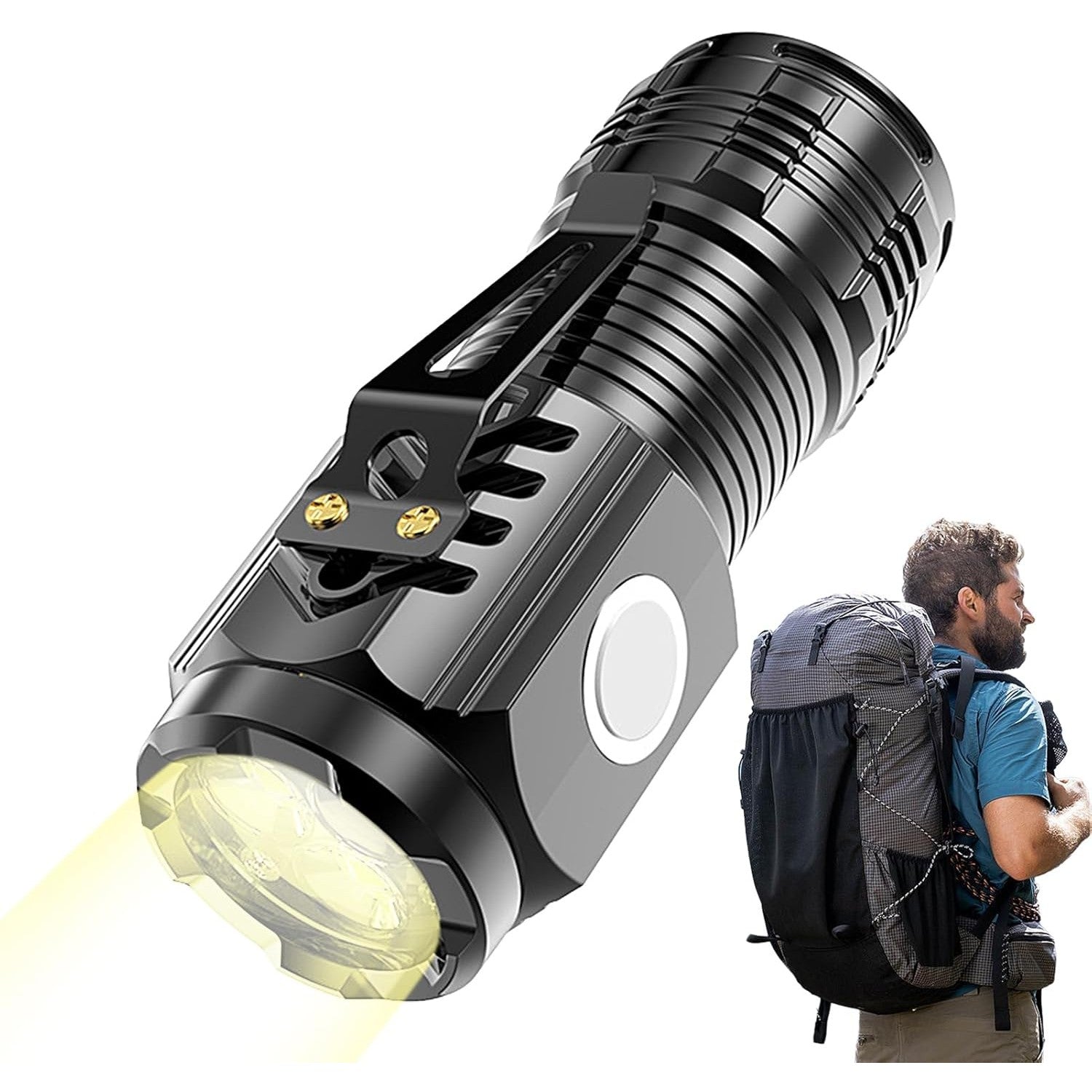 Lanterna cu 3 Nuclee Led, Flippy, Incarcare USB, Autonomie 4-20h, Raza Maxima 100-200 m, 5W, 4 x 4 x 9 cm, Suport de