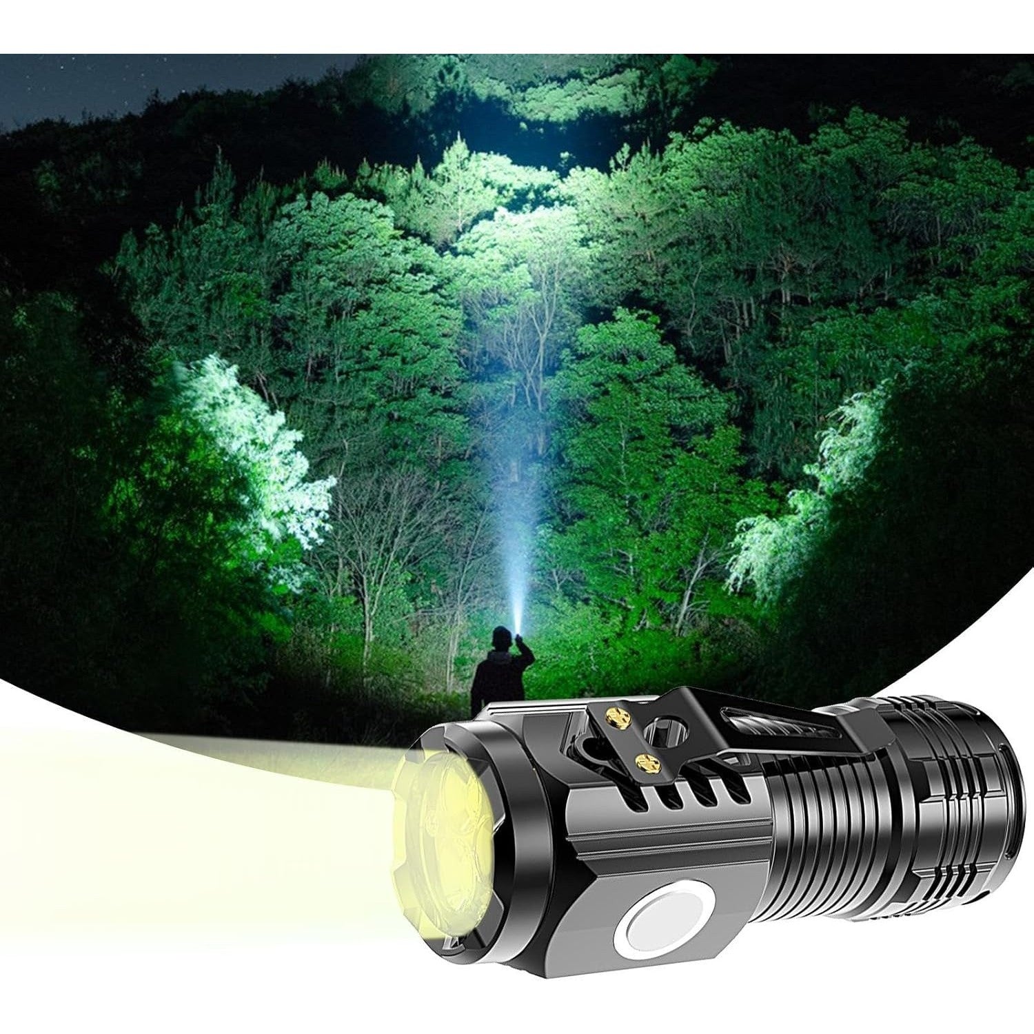 Lanterna cu 3 Nuclee Led, Flippy, Incarcare USB, Autonomie 4-20h, Raza Maxima 100-200 m, 5W, 4 x 4 x 9 cm, Suport de