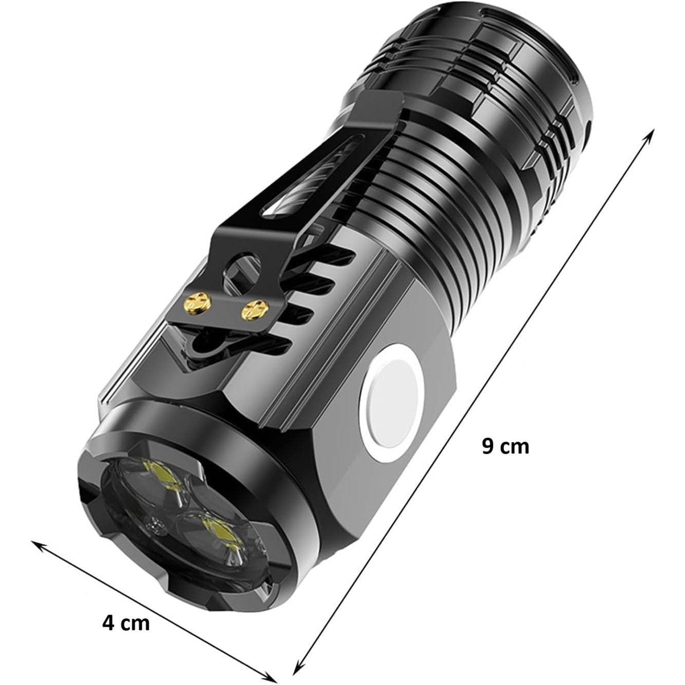 Lanterna cu 3 Nuclee Led, Flippy, Incarcare USB, Autonomie 4-20h, Raza Maxima 100-200 m, 5W, 4 x 4 x 9 cm, Suport de