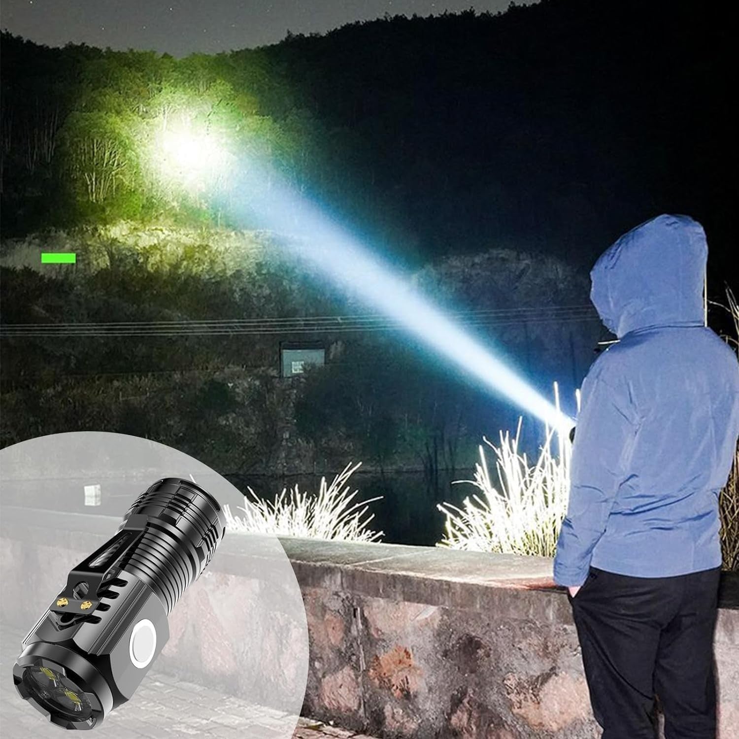 Lanterna cu 3 Nuclee Led, Flippy, Incarcare USB, Autonomie 4-20h, Raza Maxima 100-200 m, 5W, 4 x 4 x 9 cm, Suport de