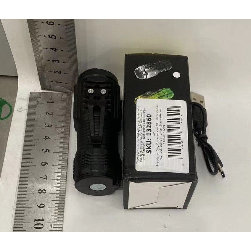 Lanterna cu 3 Nuclee Led, Flippy, Incarcare USB, Autonomie 4-20h, Raza Maxima 100-200 m, 5W, 4 x 4 x 9 cm, Suport de