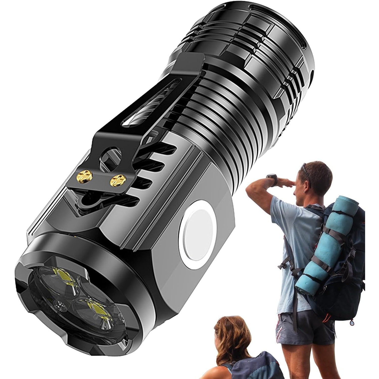 Lanterna cu 3 Nuclee Led, Flippy, Incarcare USB, Autonomie 4-20h, Raza Maxima 100-200 m, 5W, 4 x 4 x 9 cm, Suport de