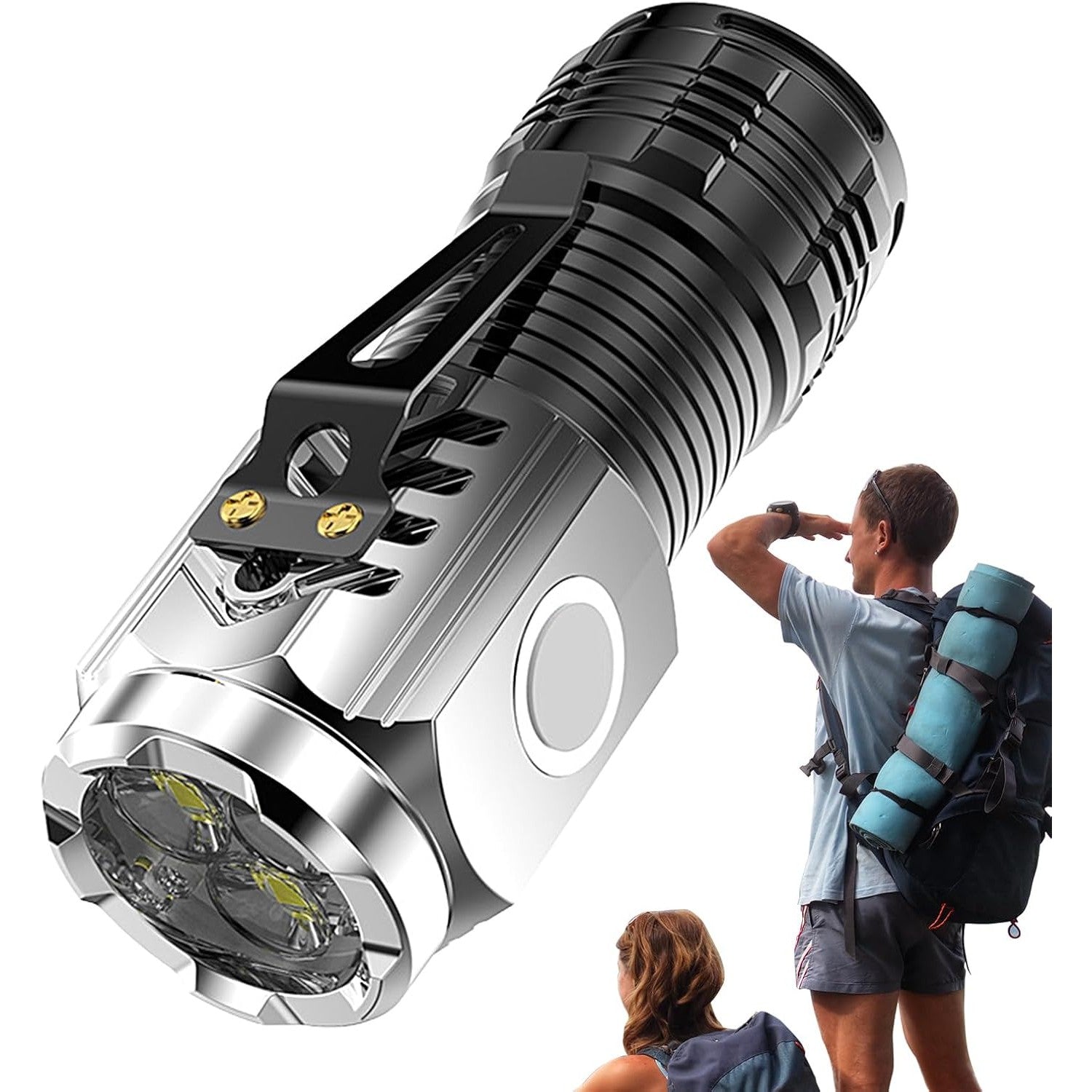 Lanterna cu 3 Nuclee Led, Flippy, Incarcare USB, Autonomie 4-20h, Raza Maxima 100-200 m, 5W, 4 x 4 x 9 cm, Suport de